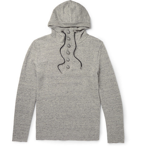 slim fit melange linen hoodie