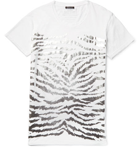 metallic tiger print cotton jersey t shirt