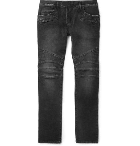 skinny fit stretch denim biker jeans