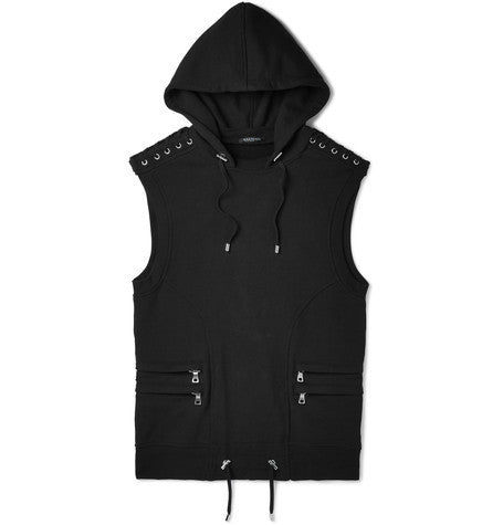 slim fit cotton jersey hooded gilet