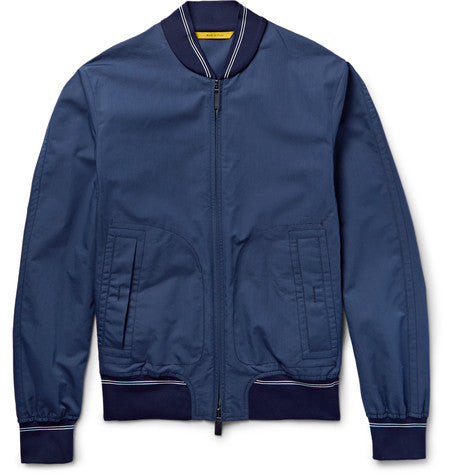 rain   wind tech cotton and silk blend bomber jacket