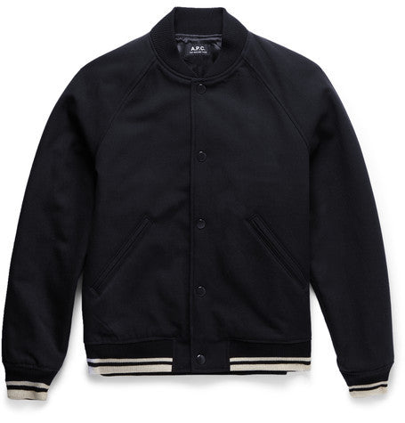 cotton and wool blend varsity jacket