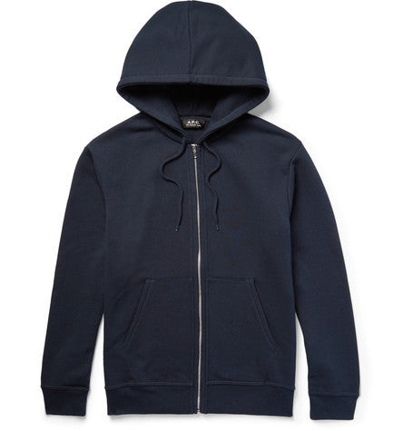 loopback cotton blend jersey zip up hoodie