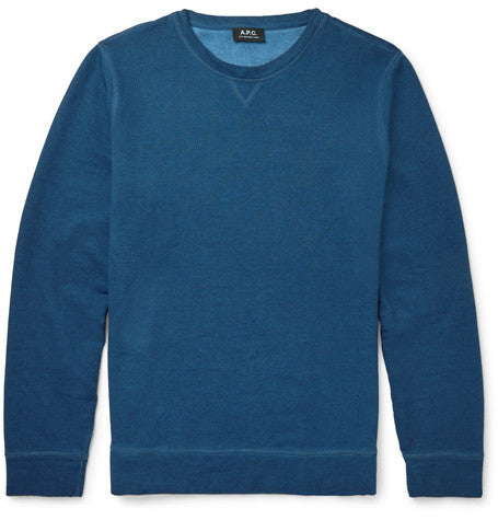 indigo dyed loopback cotton jersey sweatshirt