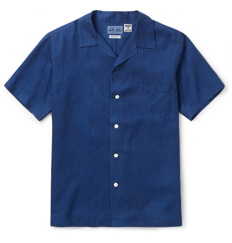 camp collar printed crepe shirt