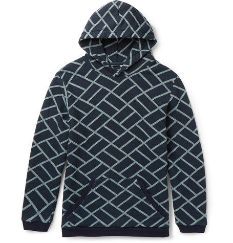 geometric patterned cotton jacquard hoodie