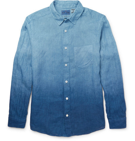 indigo dyed degrade cotton shirt