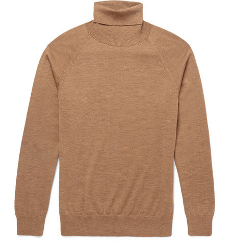 slim fit merino wool rollneck sweater