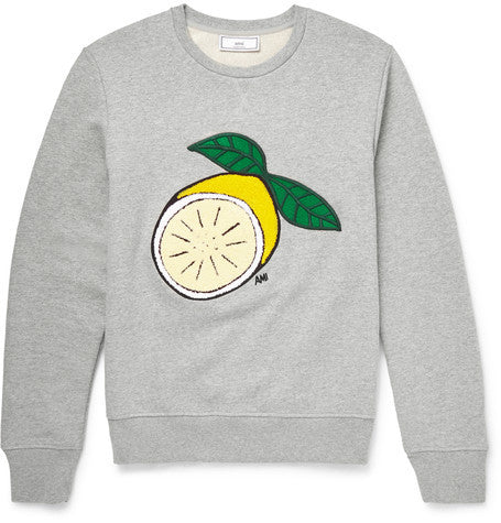 lemon embroidered cotton jersey sweatshirt