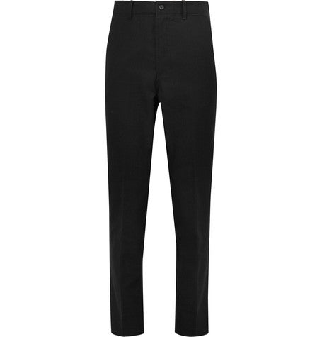 tapered cotton blend gabardine trousers