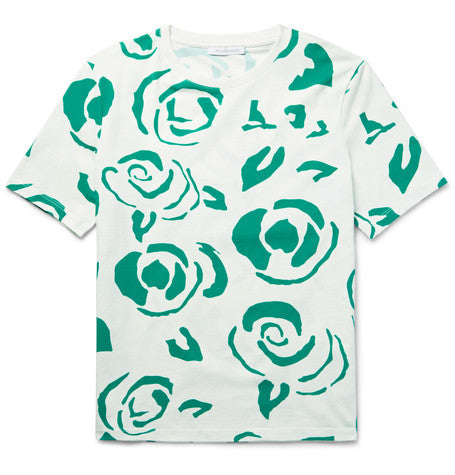 slim fit floral print cotton jersey t shirt