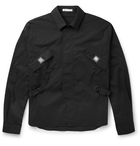belted cotton blend shirt