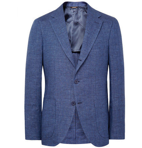 blue toledo slim fit linen blazer
