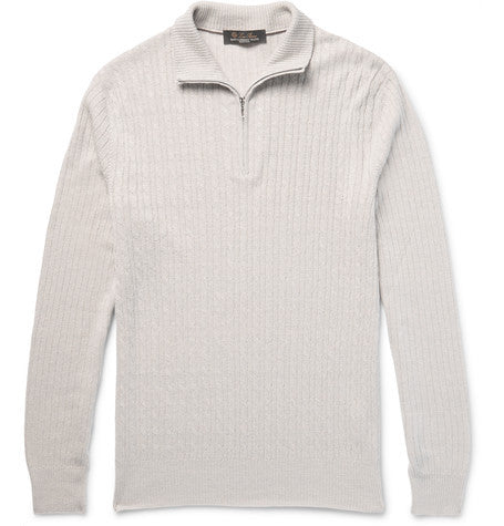 baby cashmere  linen and silk blend half zip sweater