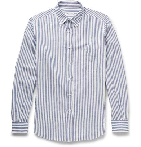 alfred striped cotton and linen blend oxford shirt