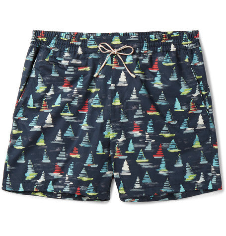 maui printed mid length swim shorts