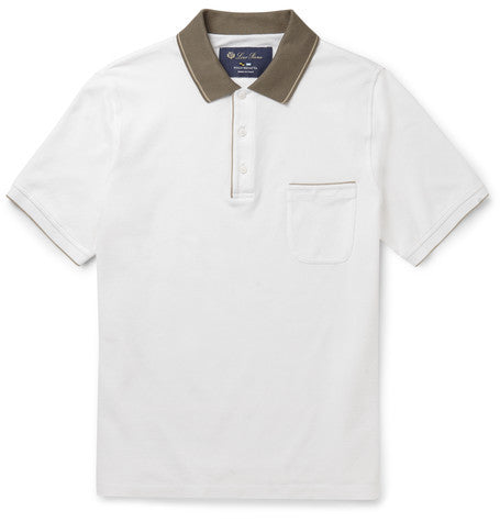 slim fit contrast trimmed stretch cotton pique polo shirt