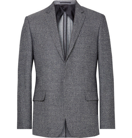 blue melange wool blend blazer