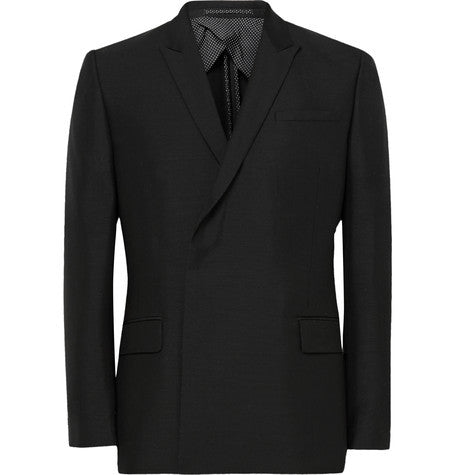 double breasted mohair and wool blend blazer