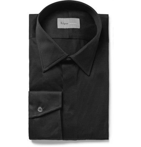 black slim fit cotton jersey shirt