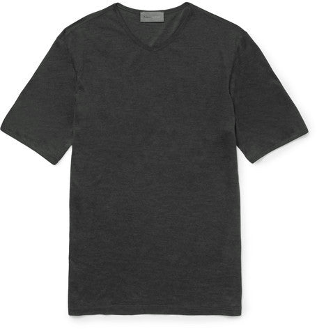 slim fit silk v neck t shirt
