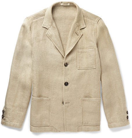 baglietto slim fit herringbone linen jacket