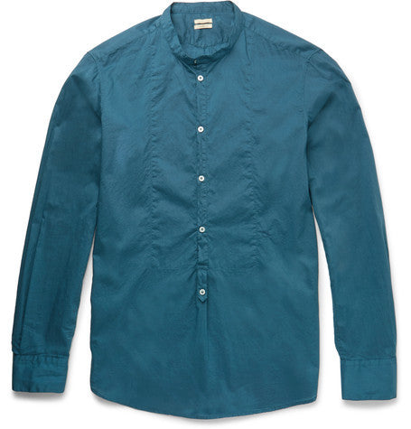 grandad collar cotton poplin shirt