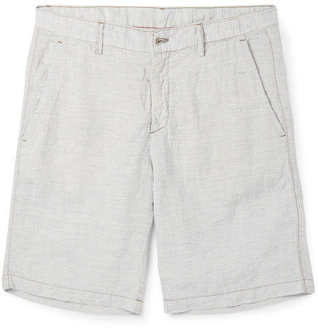 slim fit striped linen shorts