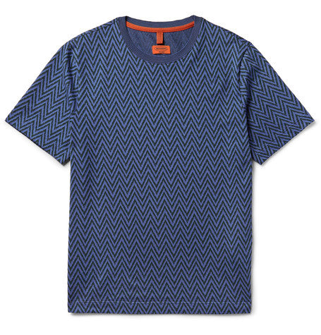 slim fit jacquard knit cotton t shirt