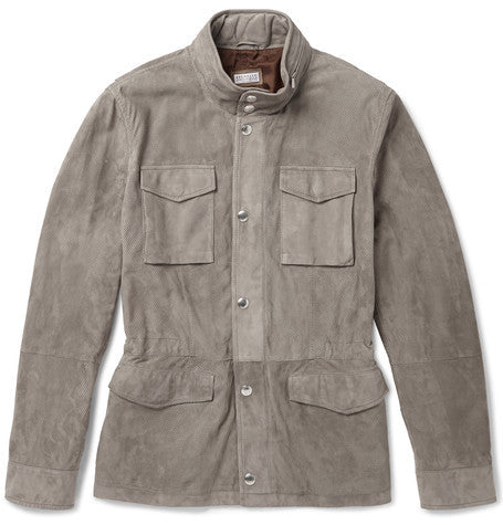 perforated suede field jacket
