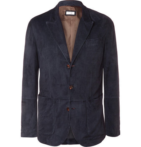 navy slim fit suede blazer