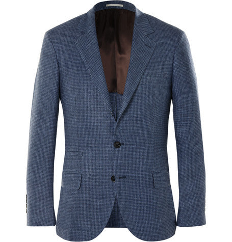 blue slim fit houndstooth blazer
