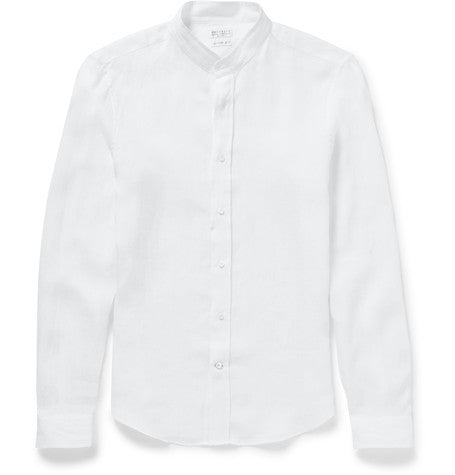 grandad collar linen shirt