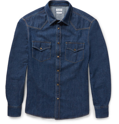 slim fit denim western shirt