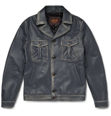 waxed nappa leather pilot jacket