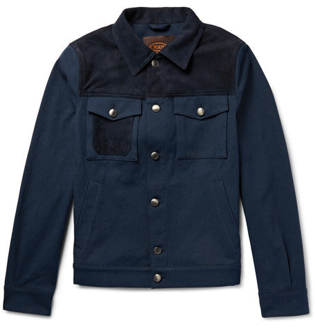 nubuck panelled denim jacket