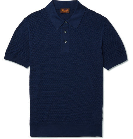 slim fit knitted silk polo shirt