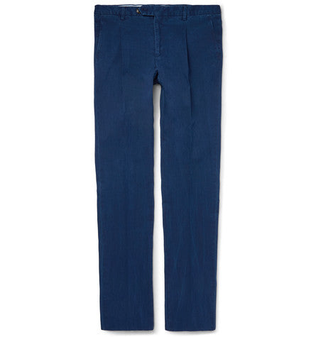 slim fit washed denim trousers
