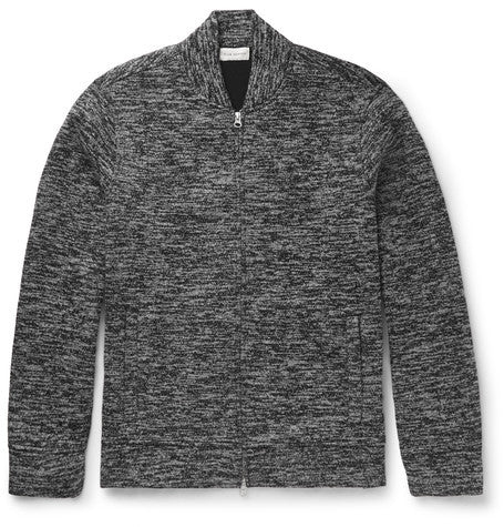 stretch knit zip up sweater