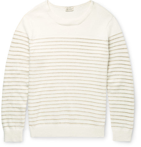striped cotton blend sweater