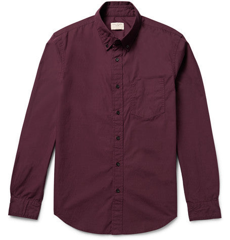 slim fit washed cotton poplin shirt