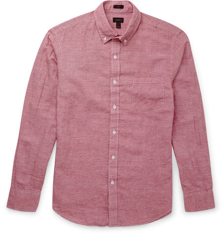 houndstooth linen and cotton blend shirt