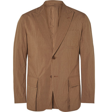 brown unstructured cotton blend blazer