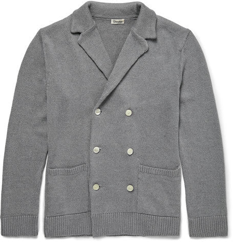 double breasted linen and cotton blend cardigan