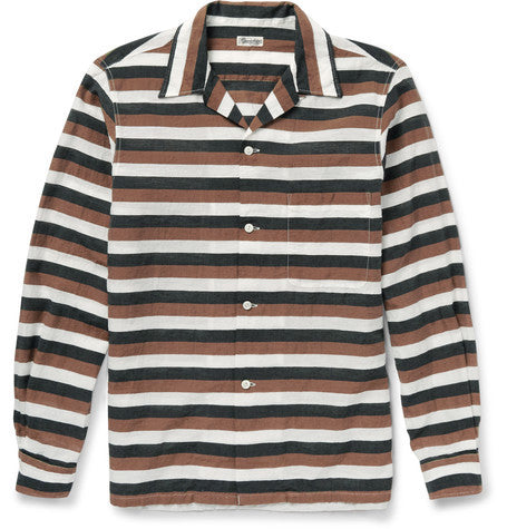 striped cotton  linen and silk blend shirt