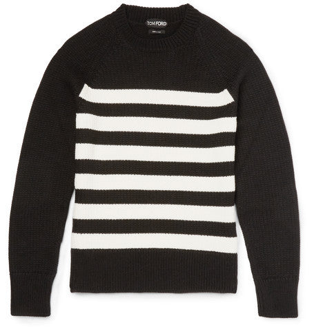 slim fit striped merino wool sweater