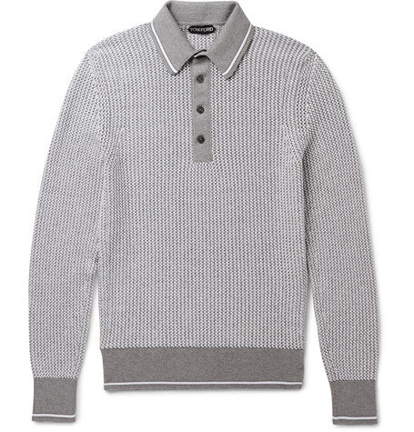 slim fit cotton and silk blend polo shirt