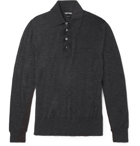 slim fit cashmere polo shirt