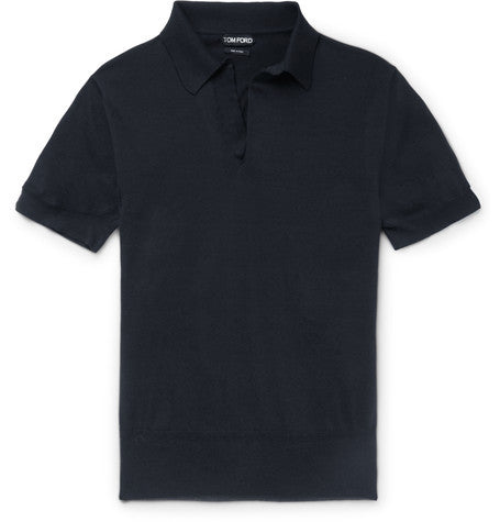 knitted cotton polo shirt