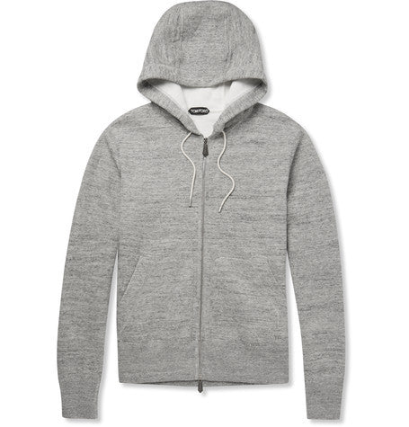 knitted cotton blend zip up hoodie